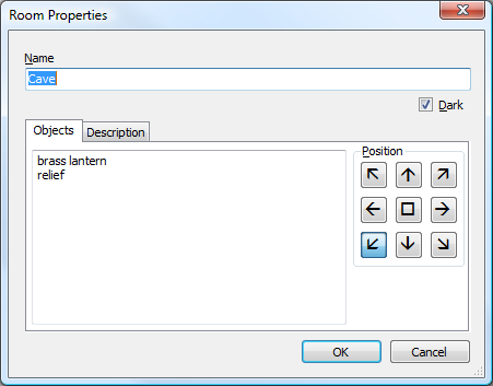 The Properties dialog for a room.
